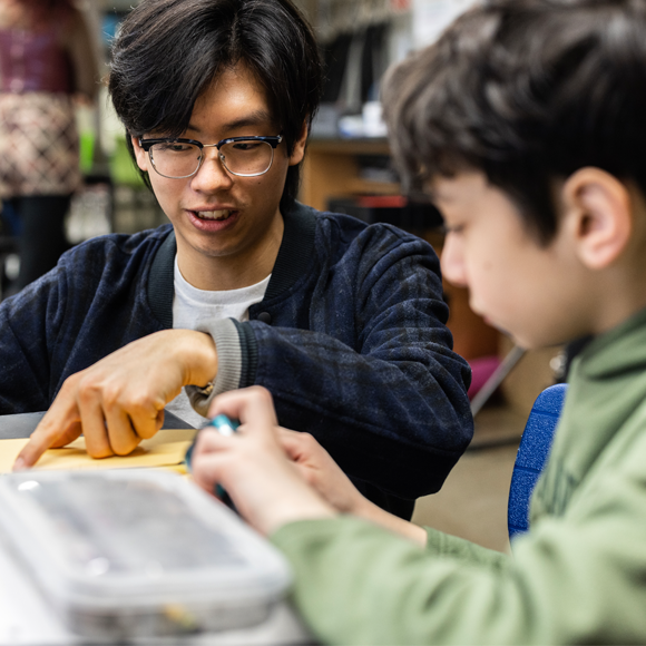 A health counselor advising a student