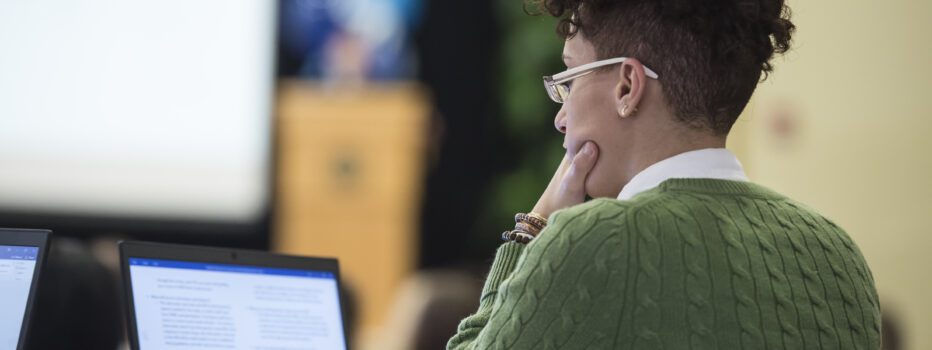 Person looking at a laptop