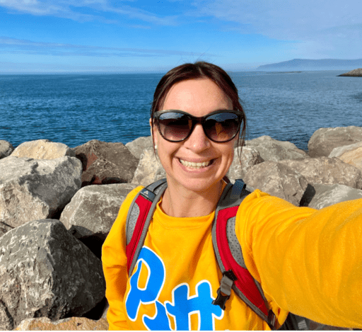 Meghan Orman selfie by the coastline in Reykjavík