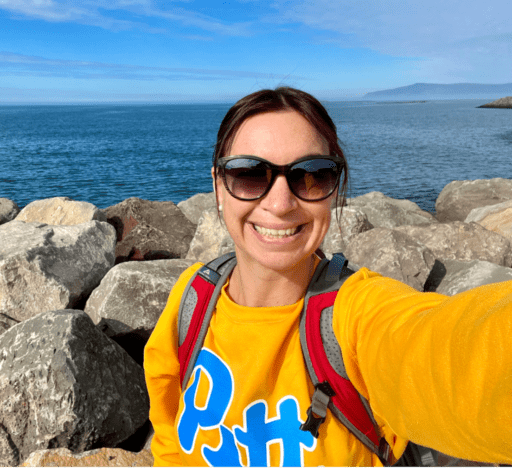 Meghan Orman selfie by the coastline in Reykjavík 