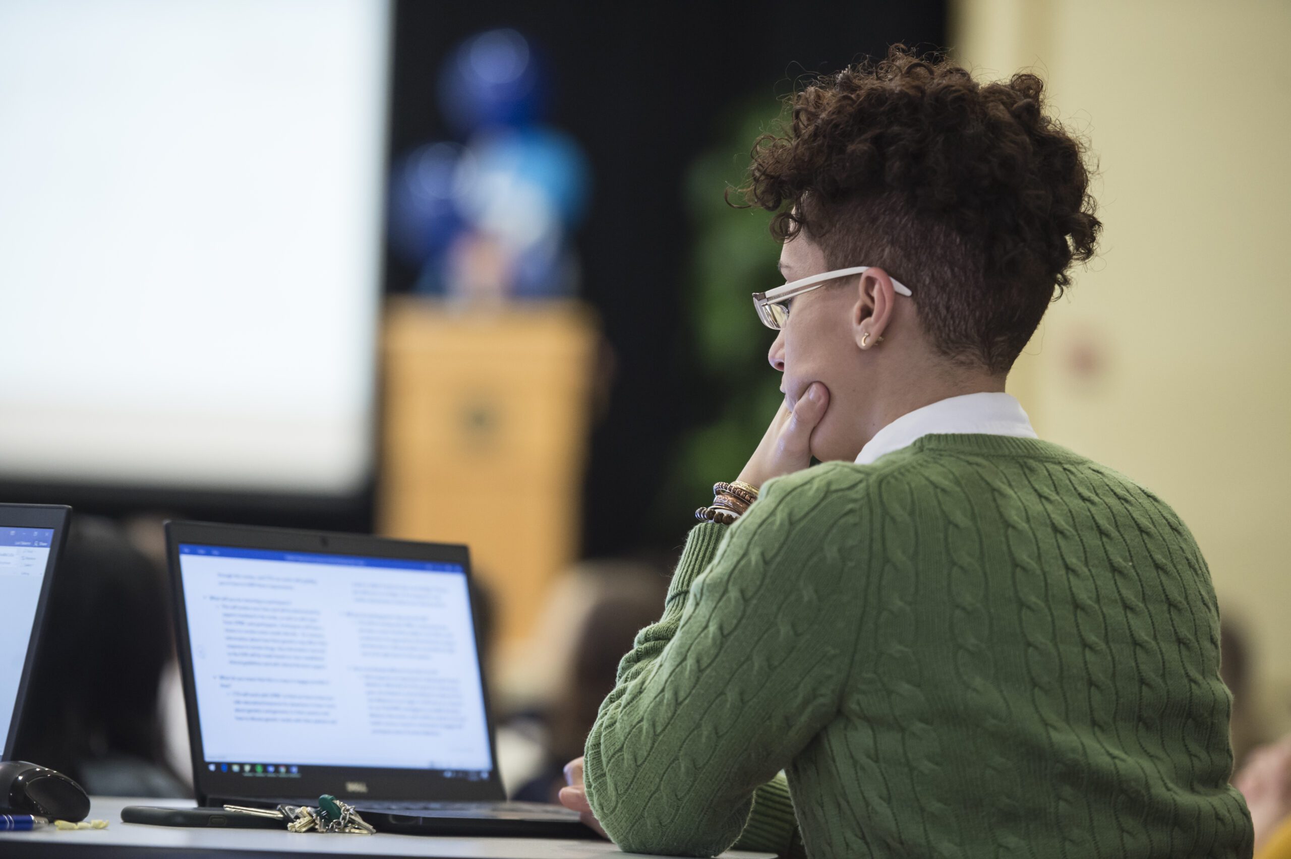 Student learning in front of a computer