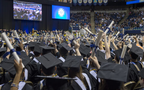 Pitt commencement graduates in audience