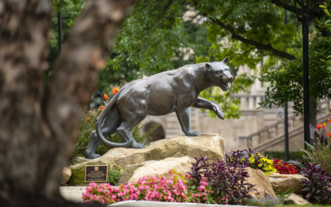 Panther statue on Pitt's campus