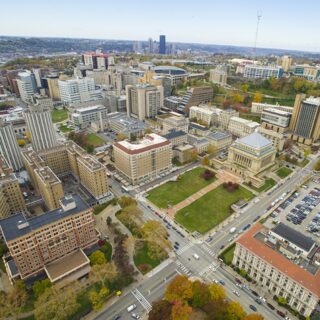 Overhead shot of Pitt's campus