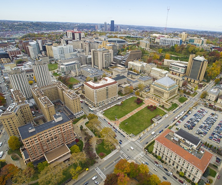 Overhead shot of Pitt's campus