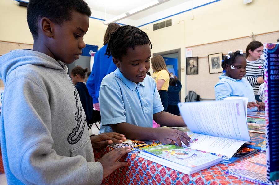 Children reading a picture book
