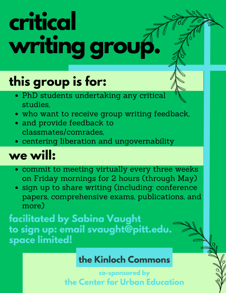 Flyer for doctoral student writing group