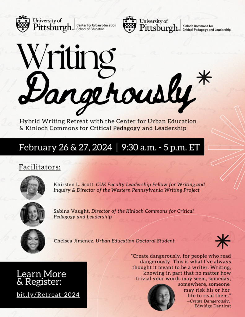Flyer for "Writing Dangerously" writing retreat on Feb. 26-27.