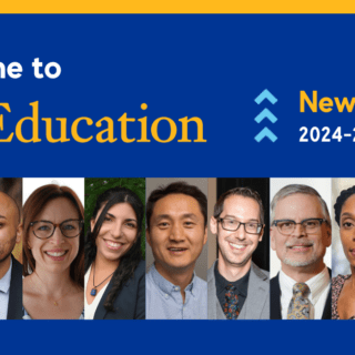 Collage of 11 faculty photos with text: Welcome to Pitt Education, New Faculty 2024-25.