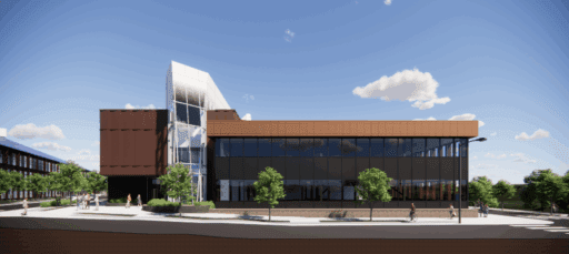 Design rendering of the BioForge building, now under construction
