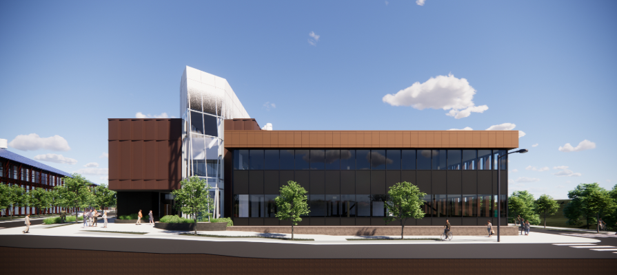 Design rendering of the BioForge building, now under construction